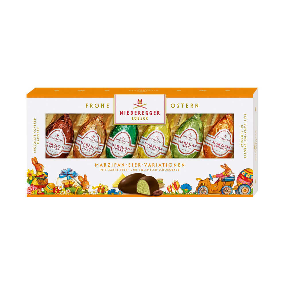 Niederegger Assorted 6 Flavour Marzipan Easter Eggs in Gift Box 100g